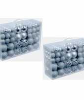 2x pakket met 100 voordelige zilveren kerstballen