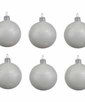 30x glazen kerstballen glans winter wit 8 cm kerstboom versiering decoratie