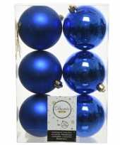 30x kunststof kerstballen glanzend mat kobalt blauw 8 cm kerstboom versiering decoratie