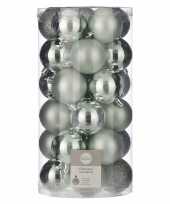 30x kunststof kerstballen mint groen 6 cm