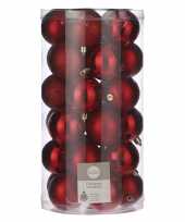 30x kunststof kerstballen rood 6 cm