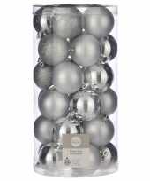 30x kunststof kerstballen zilver 6 cm
