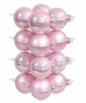 32x glazen kerstballen mat en glans roze 8 cm