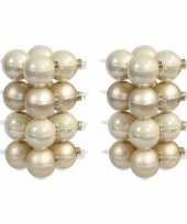 32x glazen kerstballen mat glans champagne 8 cm