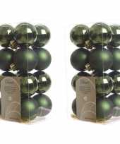 32x kunststof kerstballen glanzend mat donkergroen 4 cm kerstboom versiering decoratie