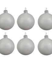 36x glazen kerstballen glans winter wit 6 cm kerstboom versiering decoratie