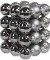 36x glazen kerstballen mat en glans grijs tinten 4 cm