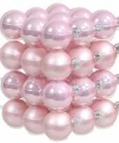 36x glazen kerstballen mat en glans roze 4 cm