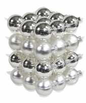 36x glazen kerstballen mat glans zilver 6 cm