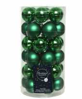 36x kerst groene kleine glazen kerstballen 4 cm mat en glans