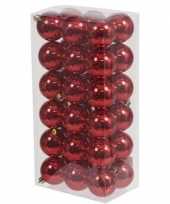 36x kunststof kerstballen glanzend rood 6 cm kerstboom versiering decoratie