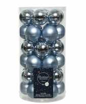 36x lichtblauwe kleine glazen kerstballen 4 cm mat en glans