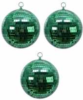 3x groene spiegelballen disco kerstballen 8 cm