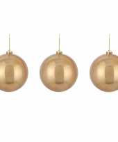 3x grote kunststof kerstballen licht koper 15 cm