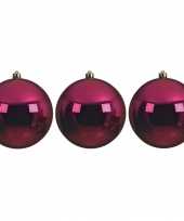 3x grote raam deur kerstboom decoratie bessen roze kerstballen 14 cm glans