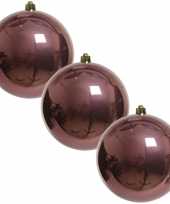 3x grote raam deur kerstboom decoratie oud roze kerstballen 20 cm glans