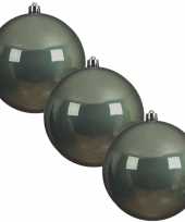 3x grote raam deur kerstboom decoratie salie groene kerstballen 20 cm glans