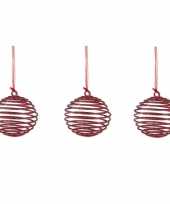 3x kerstornamenten kersthangers rode spiraal kerstballen 10 cm