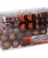 3x set van 100 voordelige bruine kerstballen plastic kunststof