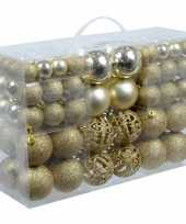 3x set van 100x voordelige gouden kerstballen 3 4 en 6 cm