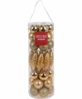 40x glans mat glitter kerstballen ijspegels goud 6 cm kunststof kerstboom versiering decoratie