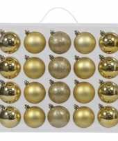 40x kunststof kerstballen glanzend mat 6 cm kerstboom versiering decoratie goud mix 10174890
