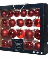 42x glazen kerstballen glans mat glitter kerst rood 5 6 7 cm kerstboom versiering decoratie