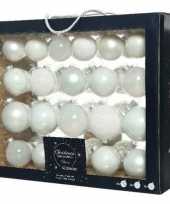 42x glazen kerstballen glans mat glitter winter wit 5 6 7 cm kerstboom versiering decoratie