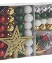 45x kunststof kerstballen mat glans glitter kerstballen zilver goud groen rood wit4 5 8cm en piek kerstboom versiering decoratie
