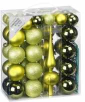 47x kunststof kerstballen pakket met piek groen