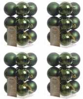 48x kunststof kerstballen glanzend mat donkergroen 6 cm kerstboom versiering decoratie