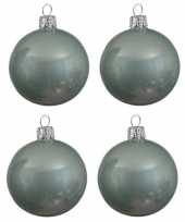 4x glazen kerstballen glans mintgroen 10 cm kerstboom versiering decoratie