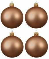 4x glazen kerstballen mat donker parel champagne 10 cm kerstboom versiering decoratie