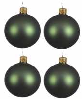 4x glazen kerstballen mat donkergroen 10 cm kerstboom versiering decoratie
