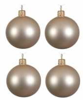 4x glazen kerstballen mat licht parel champagne 10 cm kerstboom versiering decoratie