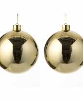 4x grote kunststof decoratie kerstballen goud 25 cm