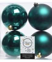 4x kerstversiering kerstballen smaragd groen kunststof 10 cm