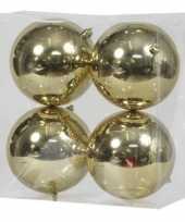 4x kunststof kerstballen glanzend goud 12 cm kerstboom versiering decoratie