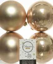 4x kunststof kerstballen glanzend mat donker parel champagne 10 cm kerstboom versiering decoratie