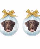 4x stuks kerstversiering honden kerstballen labrador chocolate 8 cm