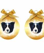 4x stuks kerstversiering kerstballen met border collie hond