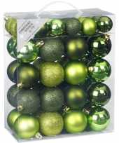 50x kunststof groene kerstballen pakket 4 en 6 cm