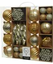 50x kunststof kerstballen mix goud 4 8 15 cm kerstboom versiering decoratie