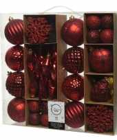50x kunststof kerstballen mix rood 4 8 15 cm kerstboom versiering decoratie