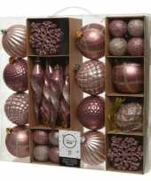 50x kunststof kerstballen mix roze 4 8 15 cm kerstboom versiering decoratie