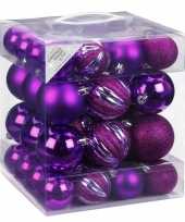 50x kunststof kerstballen pakket paars