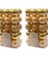 60x kunststof kerstballen mix goud 6 cm kerstboom versiering decoratie