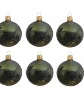6x glazen kerstballen glans donkergroen 6 cm kerstboom versiering decoratie