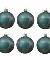 6x glazen kerstballen glans ijsblauw 8 cm kerstboom versiering decoratie