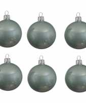 6x glazen kerstballen glans mintgroen 8 cm kerstboom versiering decoratie